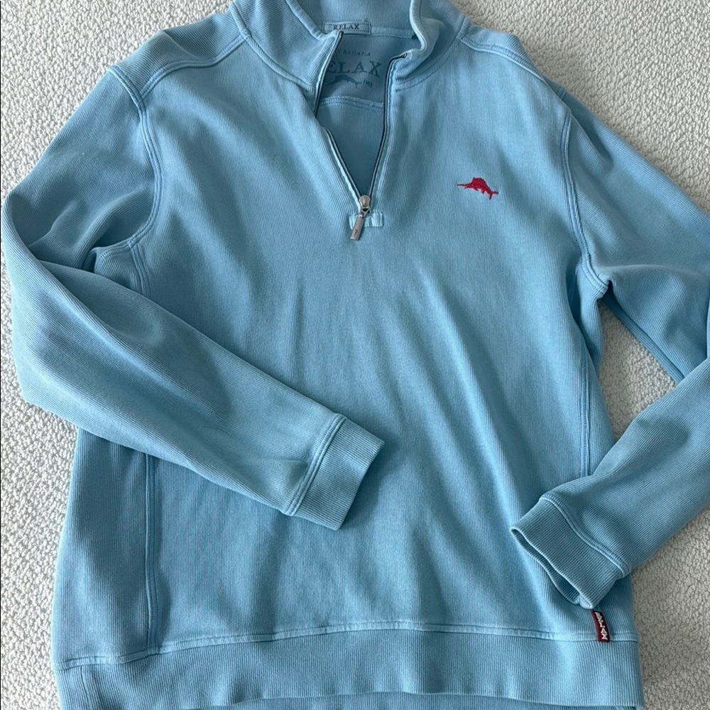 Men's Tommy Bahama relax Blue quarter zip Zip Sweater size large